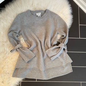 Grey sleeve tie sweater